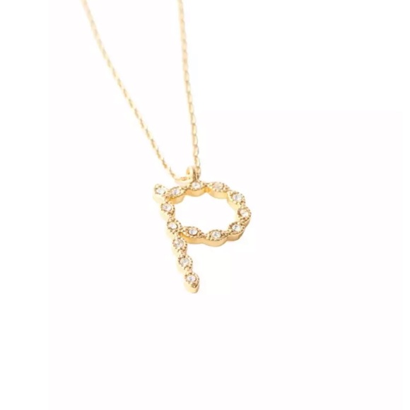 NEW Maje Rhinestone P initial gold necklace - Picture 4 of 10